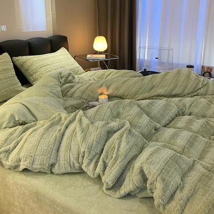 91家纺网 家纺一手货源 找家纺 （总）慕色家纺 2023新款A类兔毛绒獭兔绒双拼保暖四件套（风格二）