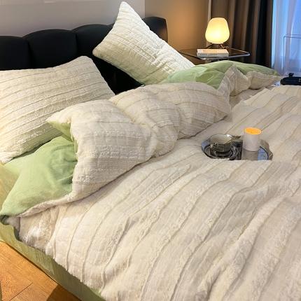 91家纺网 家纺一手货源 找家纺 （总）慕色家纺 2023新款A类兔毛绒獭兔绒双拼保暖四件套（风格二）