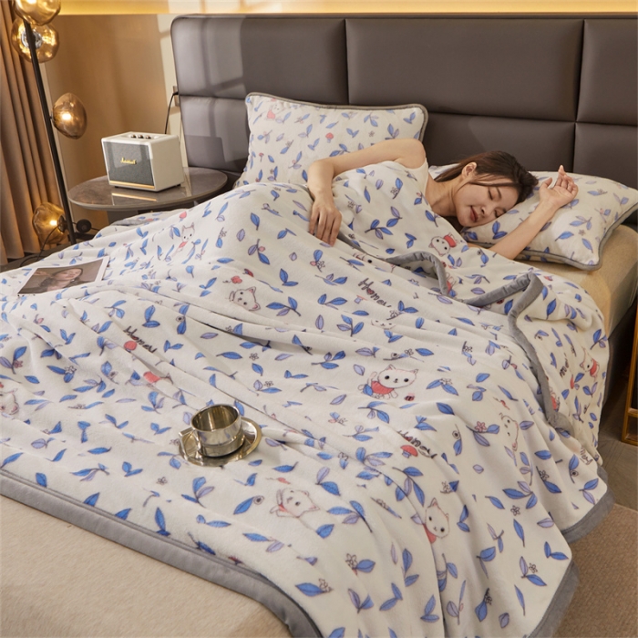 91家纺网 家纺一手货源 找家纺 （总）古吉梦 2023新款A类双面小清新系列牛奶绒毛毯