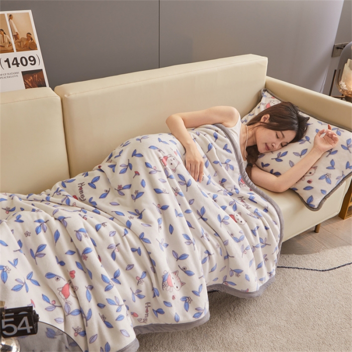 91家纺网 家纺一手货源 找家纺 （总）古吉梦 2023新款A类双面小清新系列牛奶绒毛毯