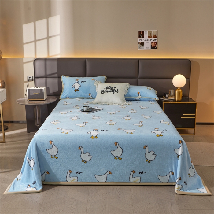 91家纺网 家纺一手货源 找家纺 古吉梦 2023新款A类双面小清新系列牛奶绒毛毯 牛奶绒毯-大白鹅