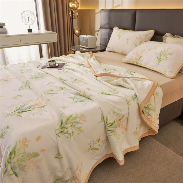 91家纺网 家纺一手货源 找家纺 古吉梦 2023新款A类双面小清新系列牛奶绒毛毯 牛奶绒毯-风雅