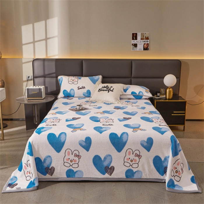 91家纺网 家纺一手货源 找家纺 古吉梦 2023新款A类双面小清新系列牛奶绒毛毯 牛奶绒毯-蓝色恋人