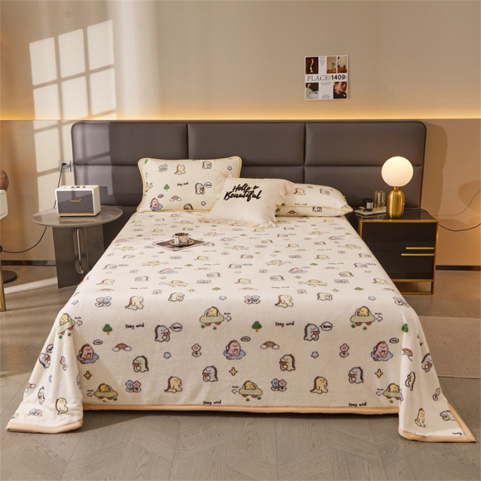 91家纺网 家纺一手货源 找家纺 古吉梦 2023新款A类双面小清新系列牛奶绒毛毯 牛奶绒毯-小恐龙米