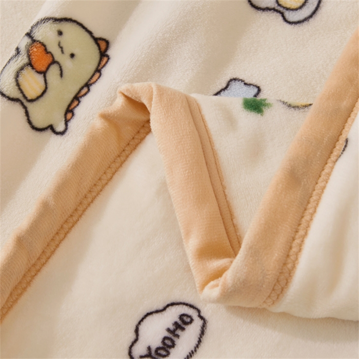 91家纺网 家纺一手货源 找家纺 古吉梦 2023新款A类双面小清新系列牛奶绒毛毯 牛奶绒毯-小恐龙米