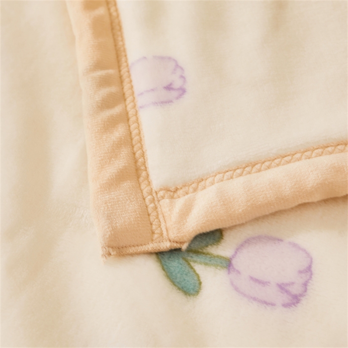 91家纺网 家纺一手货源 找家纺 古吉梦 2023新款A类双面小清新系列牛奶绒毛毯 牛奶绒毯-郁金香紫