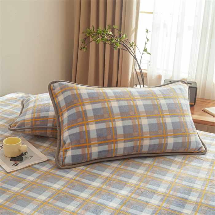 91家纺网 家纺一手货源 找家纺 古吉梦 2023新款A类双面无印风牛奶绒毛毯 毛毯-简约蓝