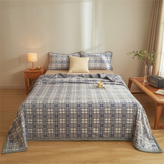 91家纺网 家纺一手货源 找家纺 古吉梦 2023新款A类双面无印风牛奶绒毛毯 毛毯-洛可可灰