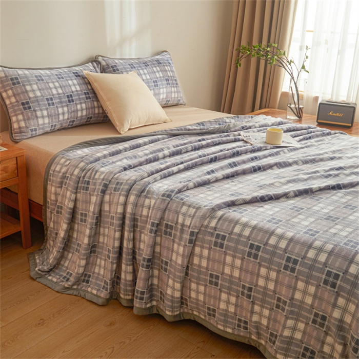 91家纺网 家纺一手货源 找家纺 古吉梦 2023新款A类双面无印风牛奶绒毛毯 毛毯-洛可可灰