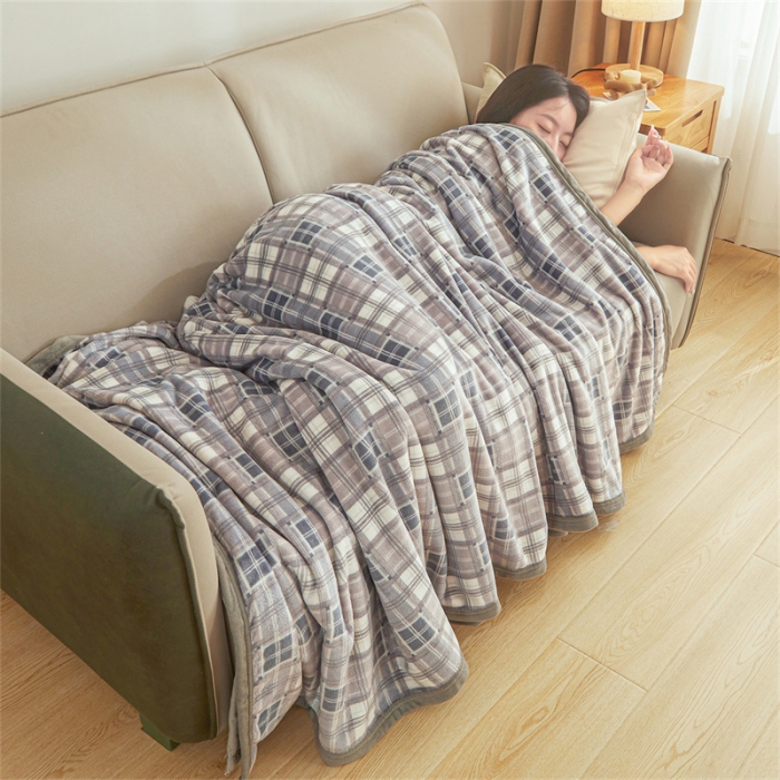 91家纺网 家纺一手货源 找家纺 古吉梦 2023新款A类双面无印风牛奶绒毛毯 毛毯-洛可可灰