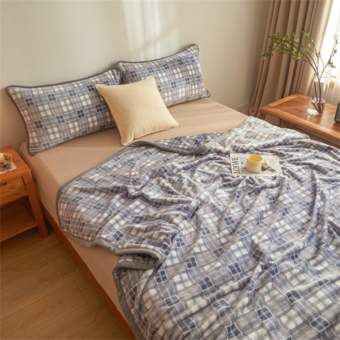 91家纺网 家纺一手货源 找家纺 古吉梦 2023新款A类双面无印风牛奶绒毛毯 毛毯-洛可可灰