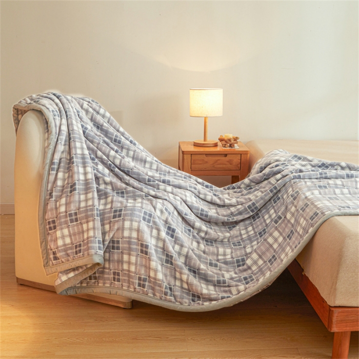 91家纺网 家纺一手货源 找家纺 古吉梦 2023新款A类双面无印风牛奶绒毛毯 毛毯-洛可可灰