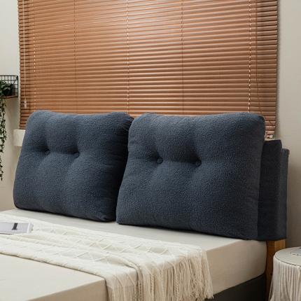 美达人 2023新款泰迪绒固定无床头款靠背 烟墨-蓝