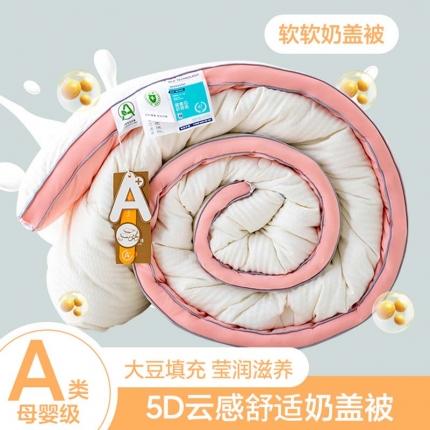 2024新款（有质检）爆款A类抗菌5D云感烫金立体边大豆被春秋被冬被 玉色