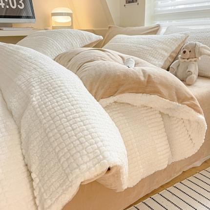 91家纺网 家纺一手货源 找家纺 静家居 2024泰迪兔绒牛奶绒四件套 泰迪兔绒-咖