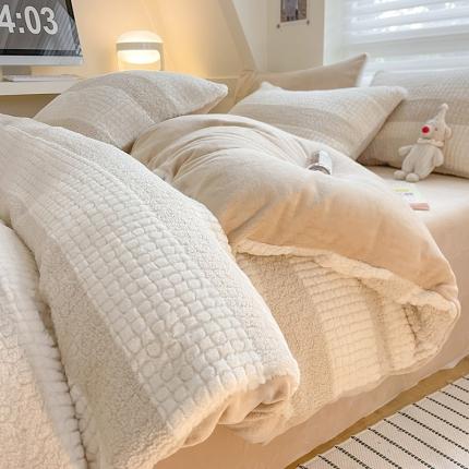 91家纺网 家纺一手货源 找家纺 静家居 2024泰迪兔绒牛奶绒四件套 泰迪兔绒-咖