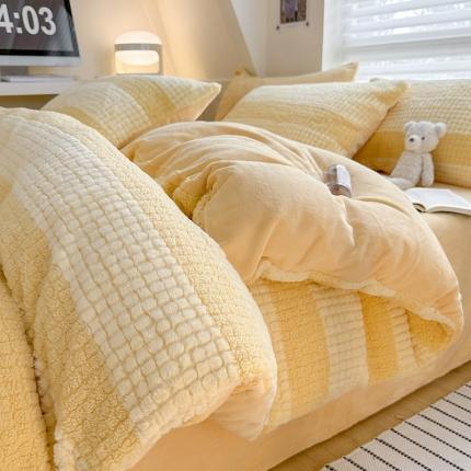 91家纺网 家纺一手货源 找家纺 静家居 2024泰迪兔绒牛奶绒四件套 泰迪兔绒-咖