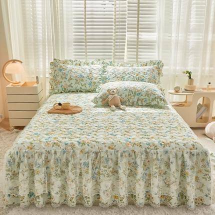 91家纺网 家纺一手货源 找家纺 （总）宜凡 2023新款云朵棉床笠式床裙三件套