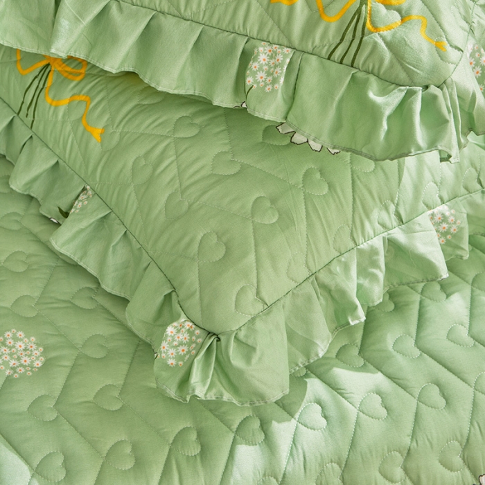 91家纺网 家纺一手货源 找家纺 宜凡 2023新款云朵棉床笠式床裙三件套 雏菊之约