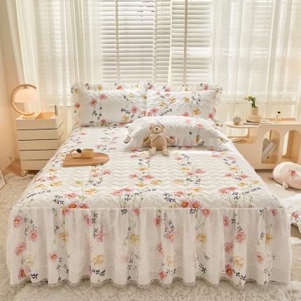 宜凡 2023新款云朵棉床笠式床裙三件套 花姿翩翩