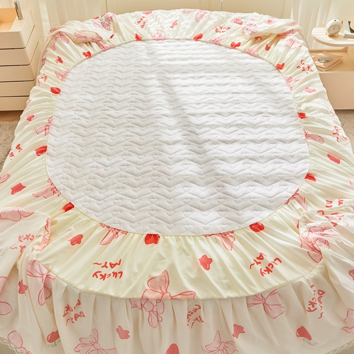 91家纺网 家纺一手货源 找家纺 宜凡 2023新款云朵棉床笠式床裙三件套 化蝶