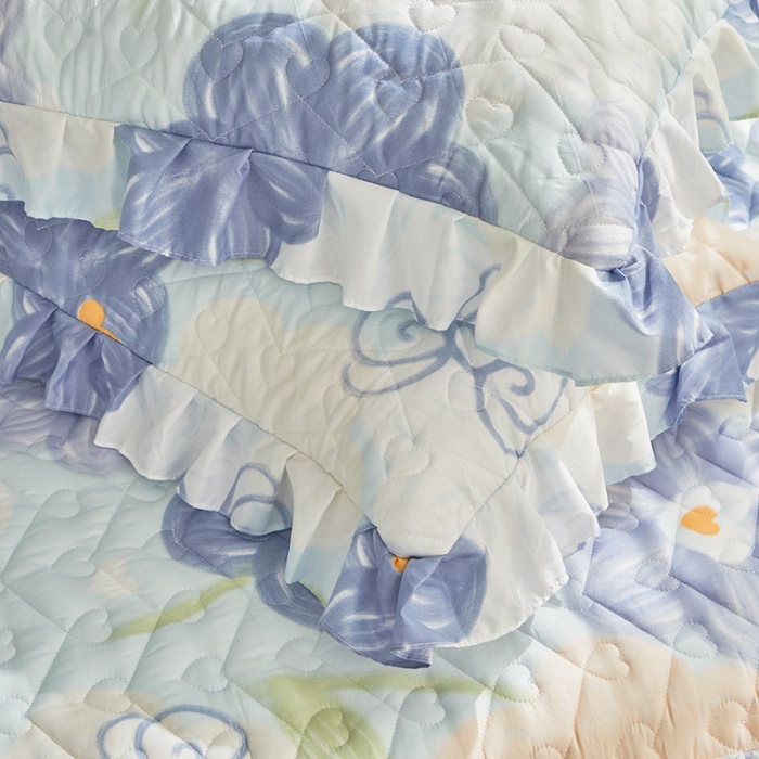 91家纺网 家纺一手货源 找家纺 宜凡 2023新款云朵棉床笠式床裙三件套 梦夕颜