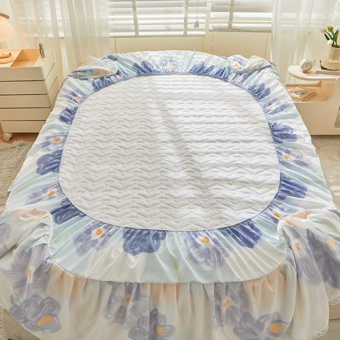 91家纺网 家纺一手货源 找家纺 宜凡 2023新款云朵棉床笠式床裙三件套 梦夕颜