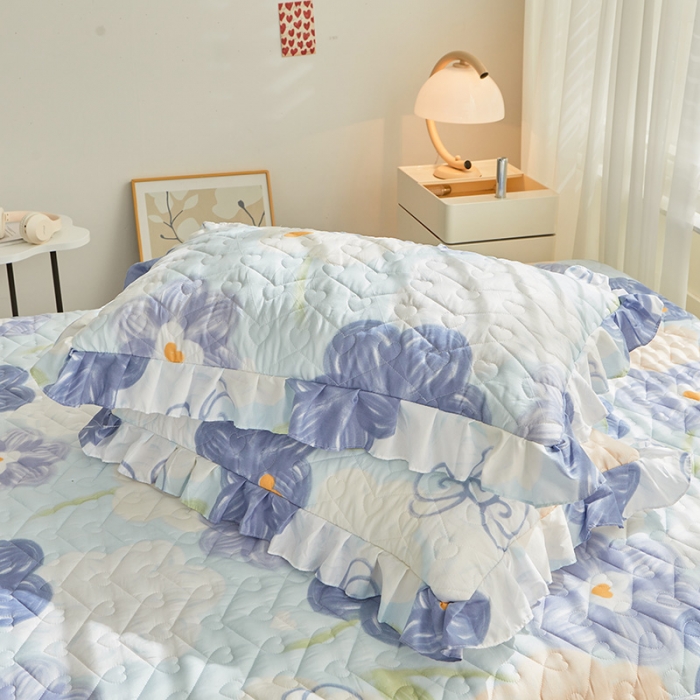 91家纺网 家纺一手货源 找家纺 宜凡 2023新款云朵棉床笠式床裙三件套 梦夕颜