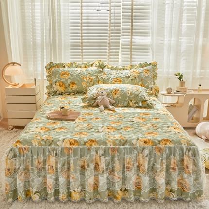 宜凡 2023新款云朵棉床笠式床裙三件套 秋日盛景