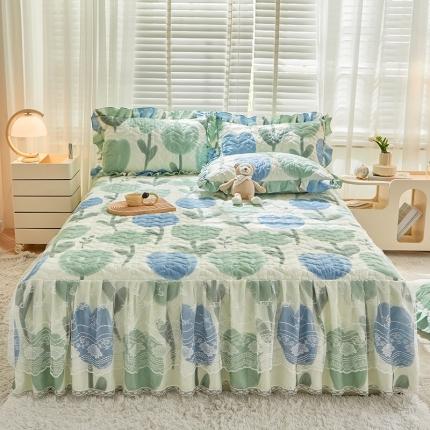 91家纺网 家纺一手货源 找家纺 宜凡 2023新款云朵棉床笠式床裙三件套 天梦