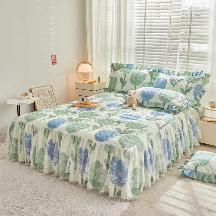 91家纺网 家纺一手货源 找家纺 宜凡 2023新款云朵棉床笠式床裙三件套 天梦