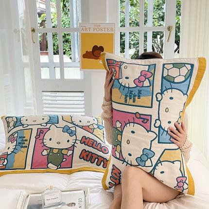 91家纺网 家纺一手货源 找家纺 （总）麻依2023新款三丽鸥八层纱布全棉枕巾卡通一对装55*80