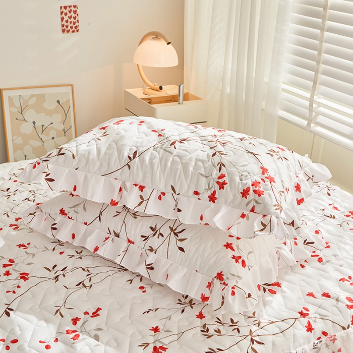 91家纺网 家纺一手货源 找家纺 宜凡 2023新款云朵棉床笠式床裙三件套 舞动