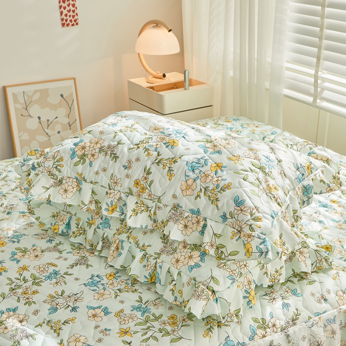 91家纺网 家纺一手货源 找家纺 宜凡 2023新款云朵棉床笠式床裙三件套 颜夏