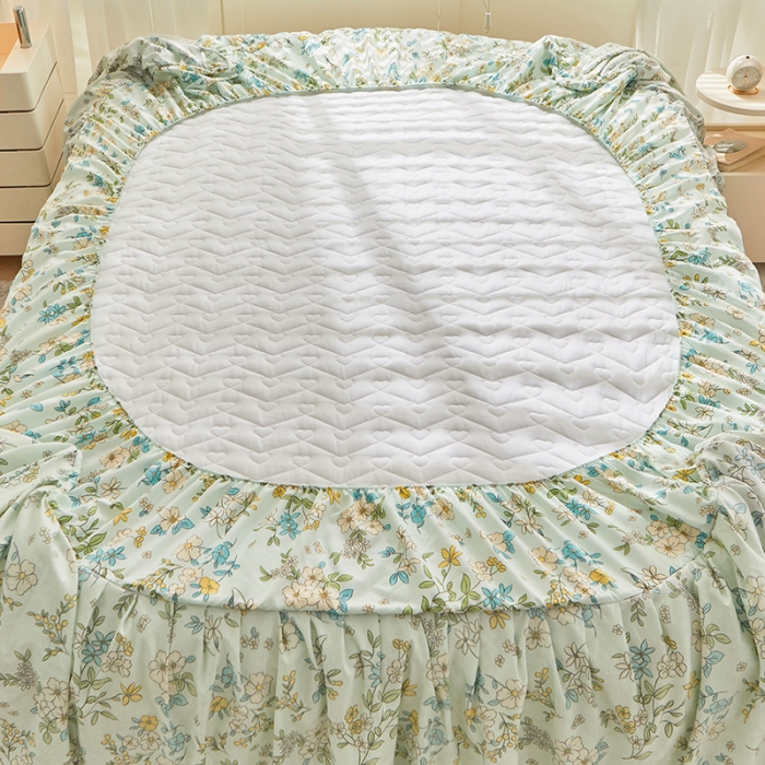 91家纺网 家纺一手货源 找家纺 宜凡 2023新款云朵棉床笠式床裙三件套 颜夏