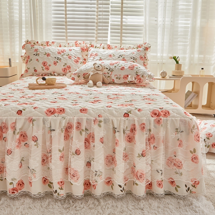 91家纺网 家纺一手货源 找家纺 宜凡 2023新款云朵棉床笠式床裙三件套 醉心