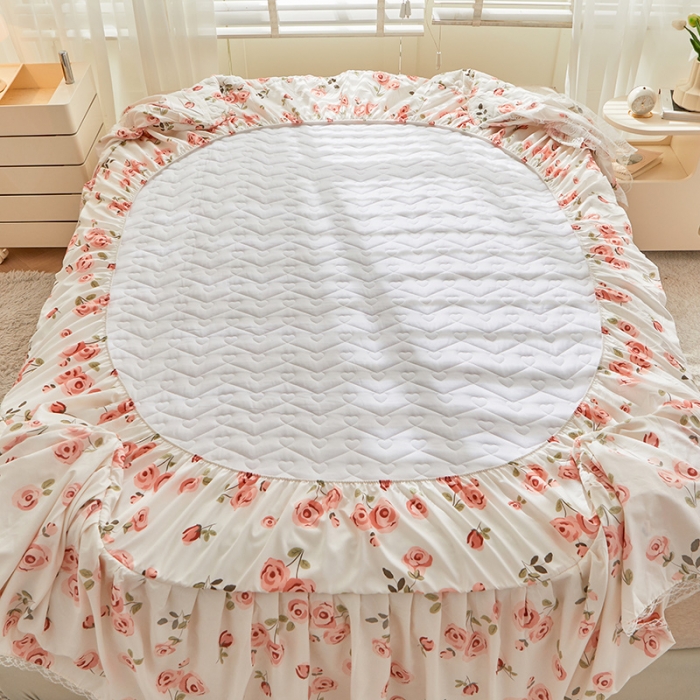 91家纺网 家纺一手货源 找家纺 宜凡 2023新款云朵棉床笠式床裙三件套 醉心