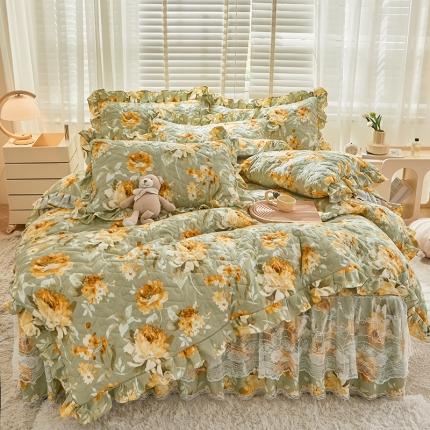 91家纺网 家纺一手货源 找家纺 （总）宜凡家纺 2023新款云朵棉床笠式床裙四件套