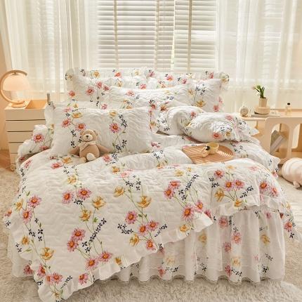 91家纺网 家纺一手货源 找家纺 宜凡家纺 2023新款云朵棉床笠式床裙四件套 花姿翩翩