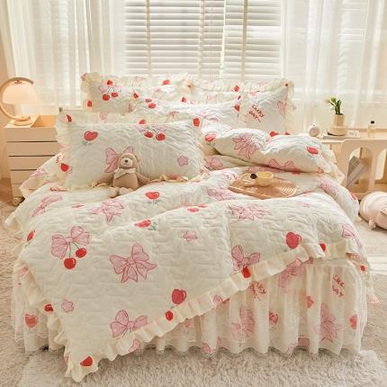 91家纺网 家纺一手货源 找家纺 宜凡家纺 2023新款云朵棉床笠式床裙四件套 化蝶