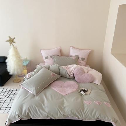 91家纺网 家纺一手货源 找家纺 （总）星野 2023秋冬新款全棉加厚磨毛贴布绣四件套-可心