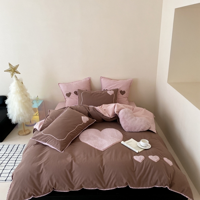 91家纺网 家纺一手货源 找家纺 （总）星野 2023秋冬新款全棉加厚磨毛贴布绣四件套-可心