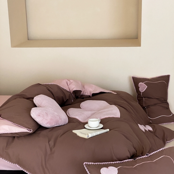 91家纺网 家纺一手货源 找家纺 （总）星野 2023秋冬新款全棉加厚磨毛贴布绣四件套-可心