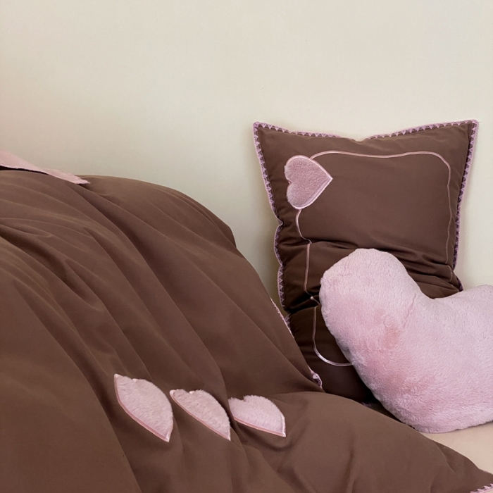 91家纺网 家纺一手货源 找家纺 星野 2023秋冬新款全棉加厚磨毛贴布绣四件套-可心 可心—拿铁咖