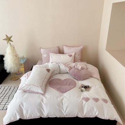 星野 2023秋冬新款全棉加厚磨毛贴布绣四件套-可心 可心—奶白