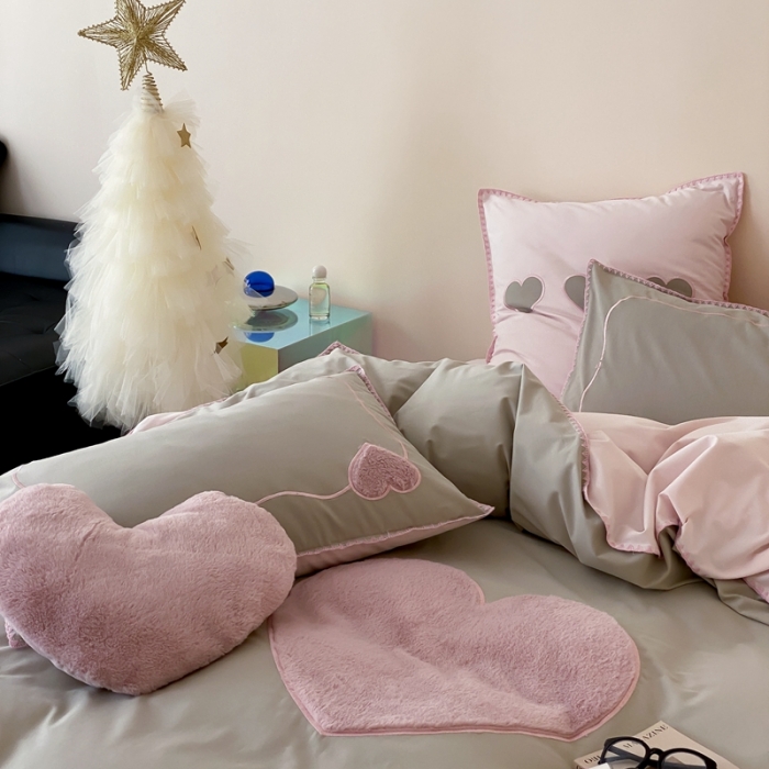 91家纺网 家纺一手货源 找家纺 星野 2023秋冬新款全棉加厚磨毛贴布绣四件套-可心 可心—青绿