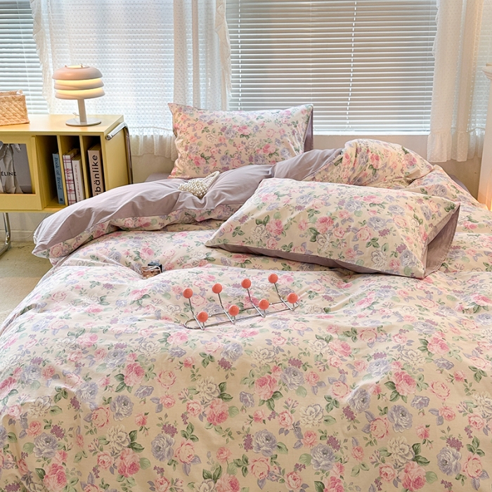 91家纺网 家纺一手货源 找家纺 昔可 2023新款全棉可爱动物卡通印花四件套 梨花小调