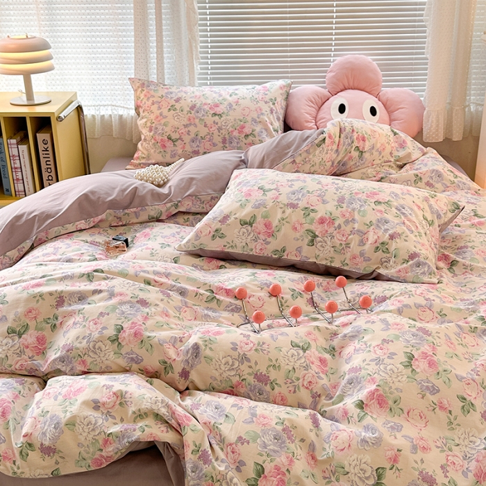 91家纺网 家纺一手货源 找家纺 昔可 2023新款全棉可爱动物卡通印花四件套 梨花小调