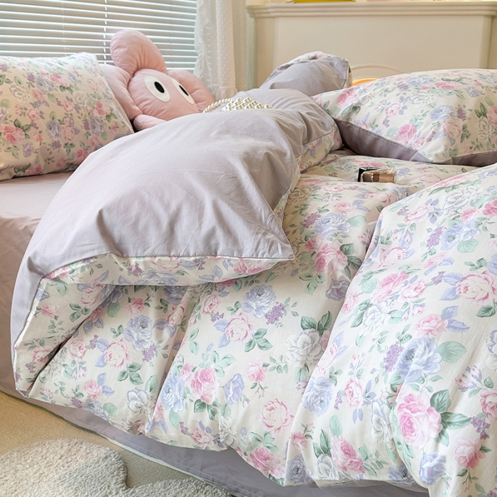 91家纺网 家纺一手货源 找家纺 昔可 2023新款全棉可爱动物卡通印花四件套 梨花小调