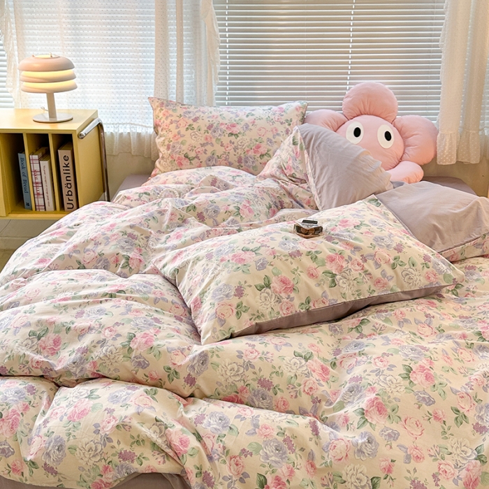 91家纺网 家纺一手货源 找家纺 昔可 2023新款全棉可爱动物卡通印花四件套 梨花小调